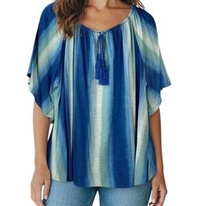 Chico’s‎ Blue & Green Striped Boho Top